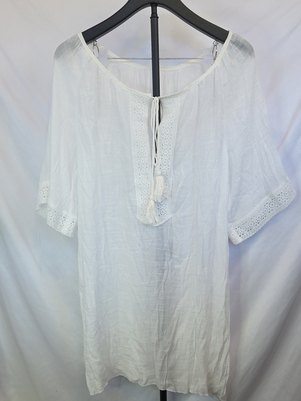 NWOT White Boho Lace Trim Tunic